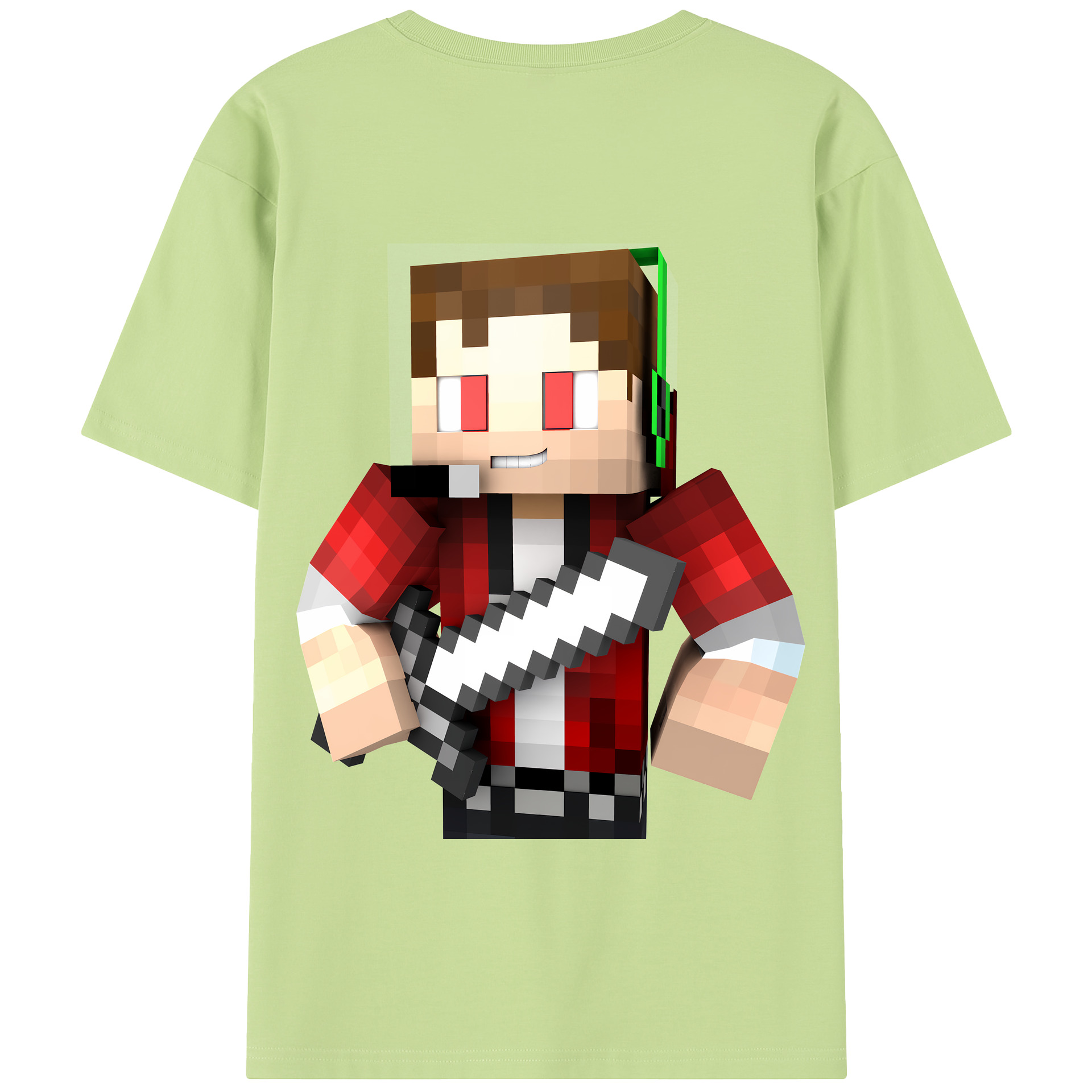 （画像用） マインクラフト ブロックの世界 Minecraft MC Block world 綿100％半袖Tシャツ（背面プリント）